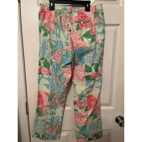 Lilly Pulitzer Patchwork Capri Pants Womens 10 Multicolor Floral Resort EUC - Picture 4 of 4